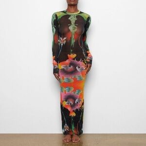 RARE- SKIMS Multicolor Long Sleeve Maxi Dress